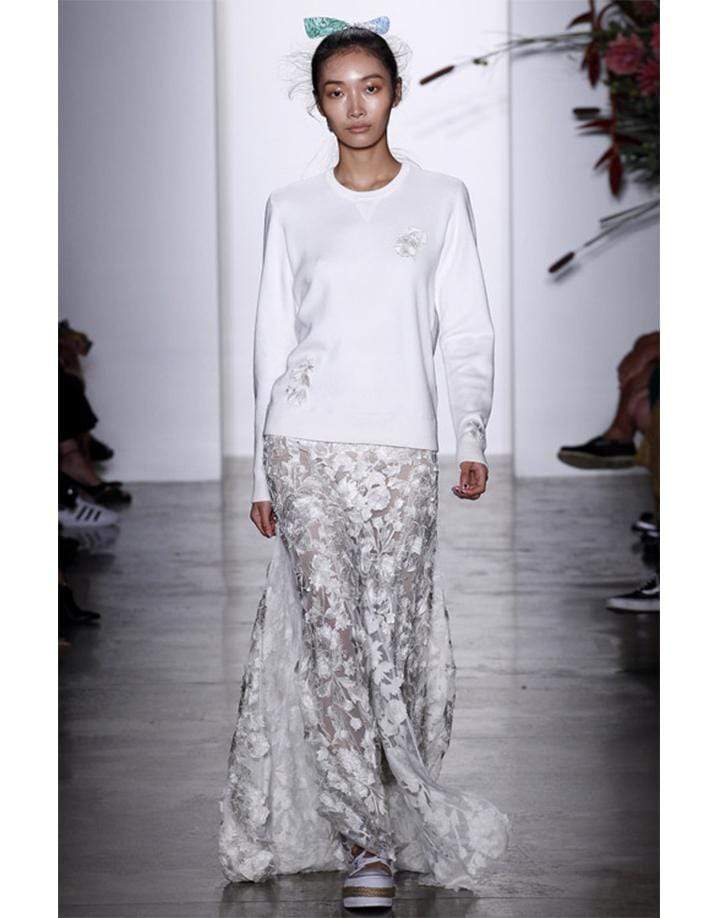 ADAM SELMAN-Lace Slip Skirt-MILK