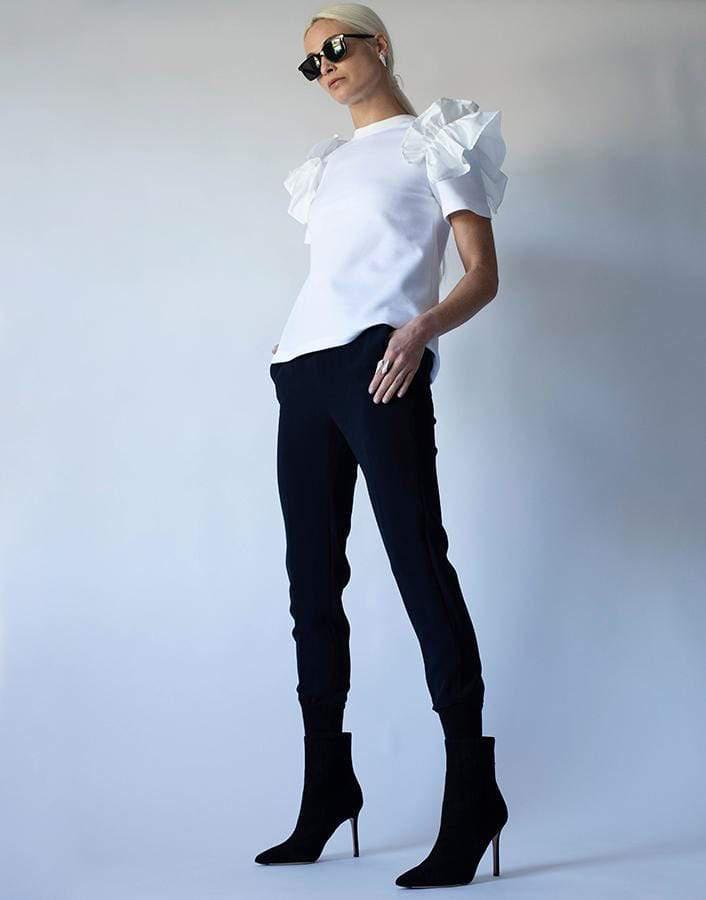 ADEAM-Short Sleeve Ruffle Tee Shirt-
