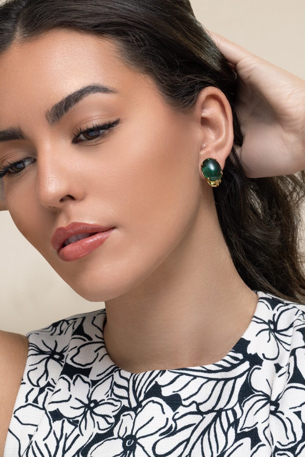 Green Quartz Oval Cabochon Earrings-GREEN-JEWELRYBOUTIQUEEARRING-BOUNKIT JEWELRY
