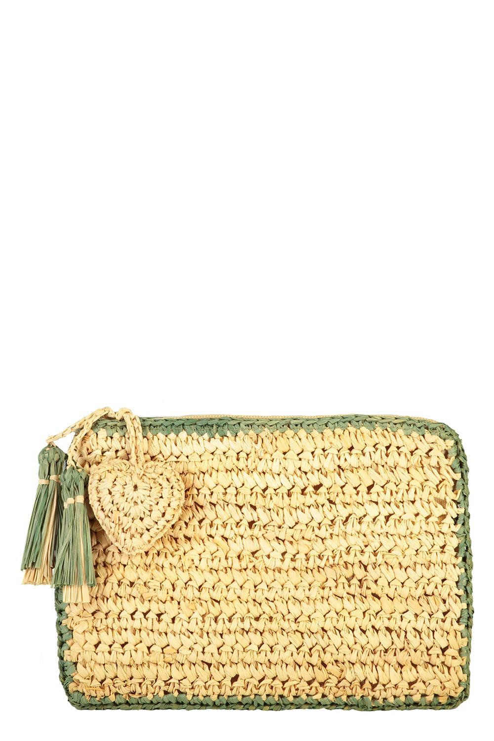 Small Raffia Pouch - Sage