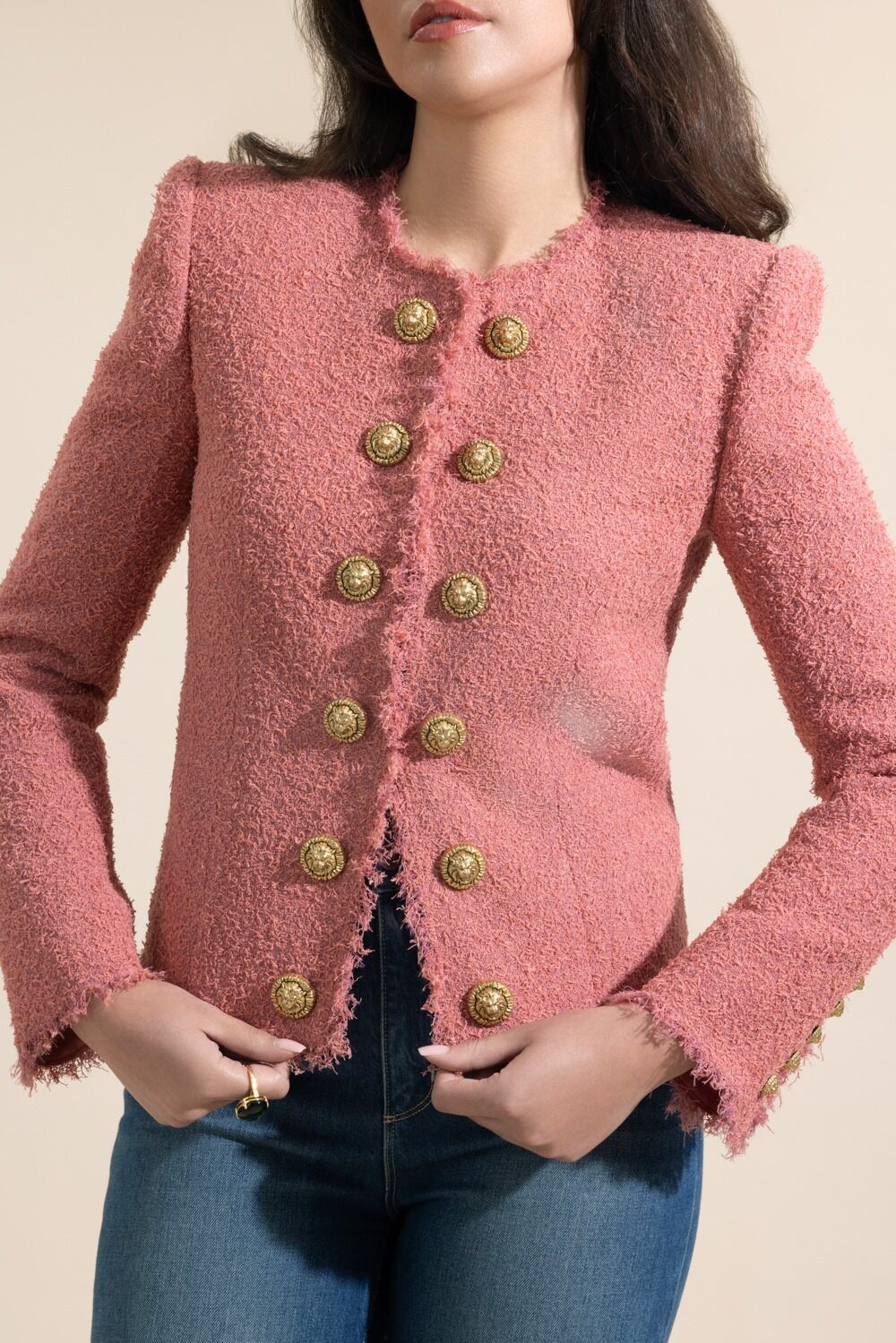 Spencer Jacket - Rose-PINK-36-CLOTHINGTOPCARDIGAN-BALMAIN
