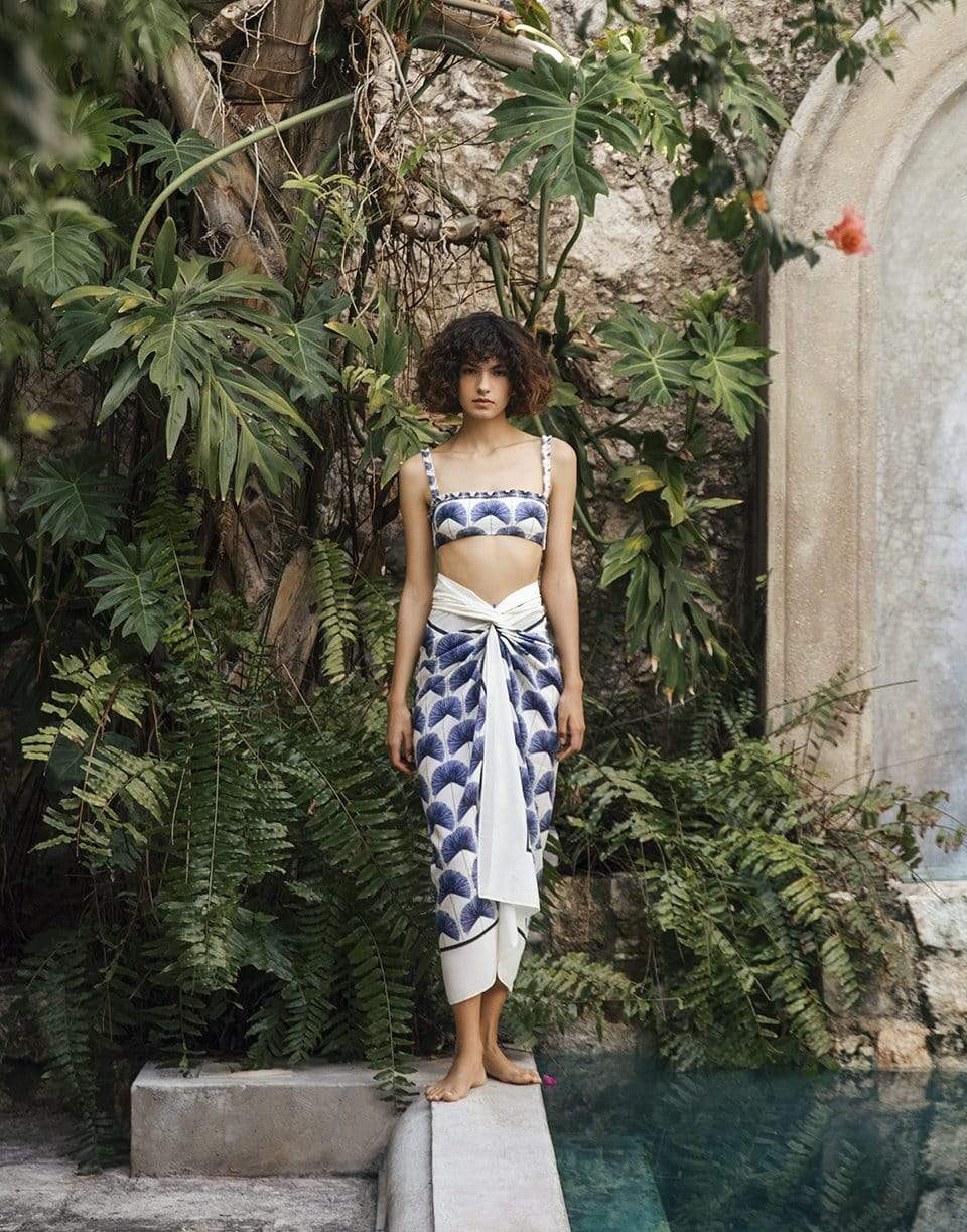AGUA BY AGUA BENDITA-Lavanda Pareo Printed Sarong-IVORY BLUE