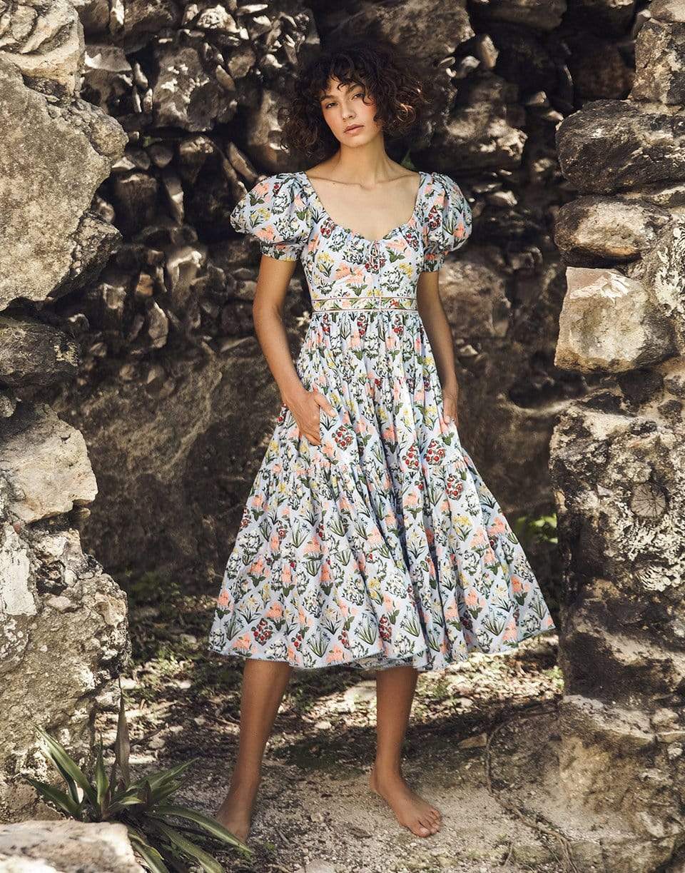 AGUA BY AGUA BENDITA-Palmera Floral Midi Dress-