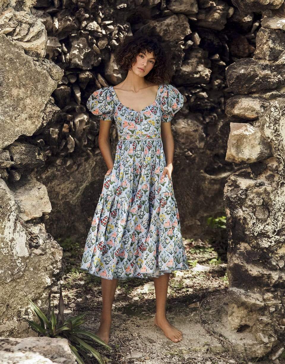 AGUA BY AGUA BENDITA-Palmera Floral Midi Dress-