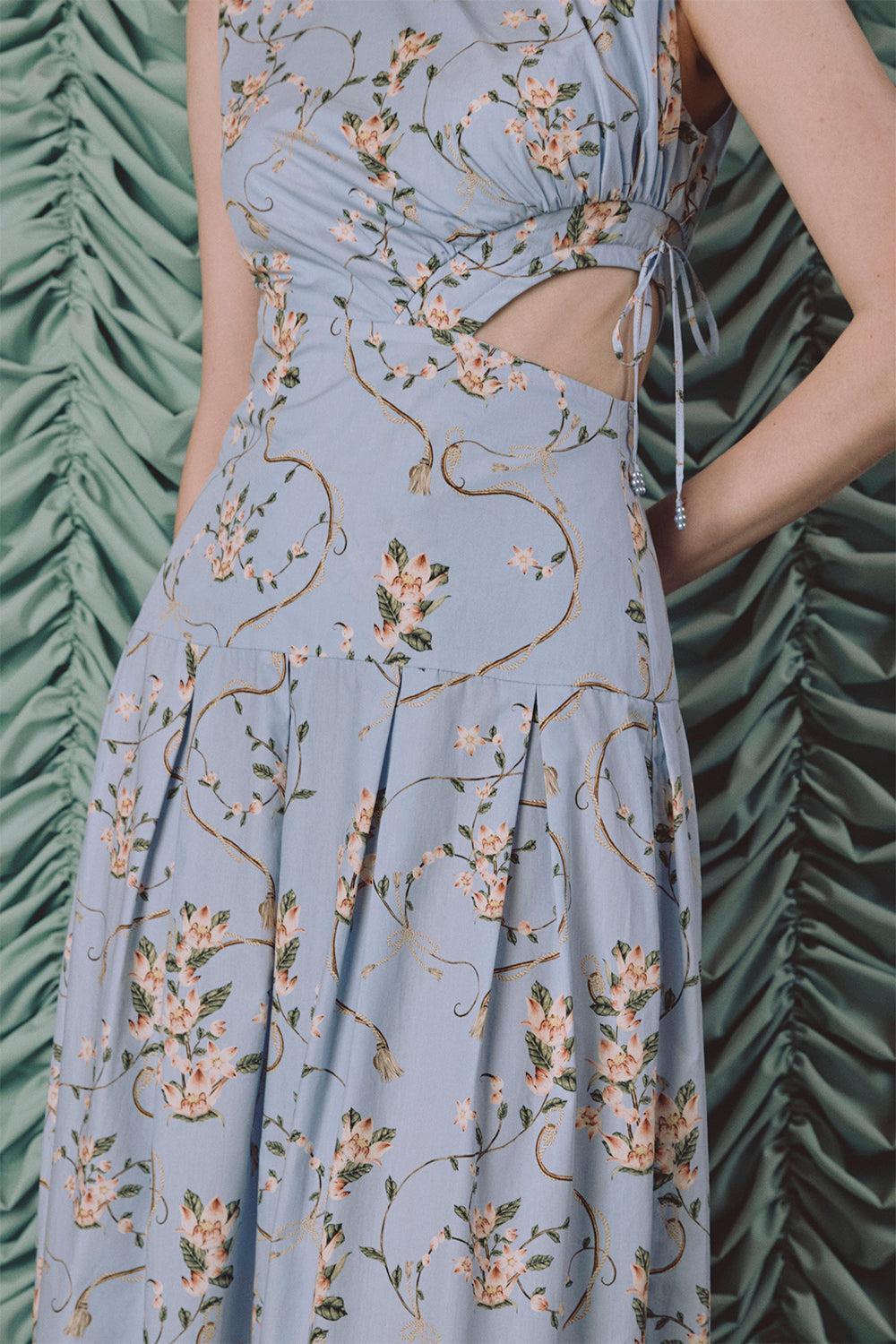 Otono Navegante Midi Dress-BLUE-XS-CLOTHINGDRESSCASUAL-AGUA BY AGUA BENDITA