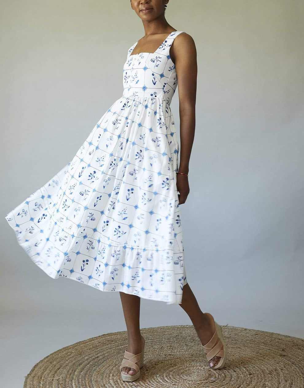 Melon Loza Hand Embroidered Midi Dress Melon Loza Hand Embroidered Midi Dress