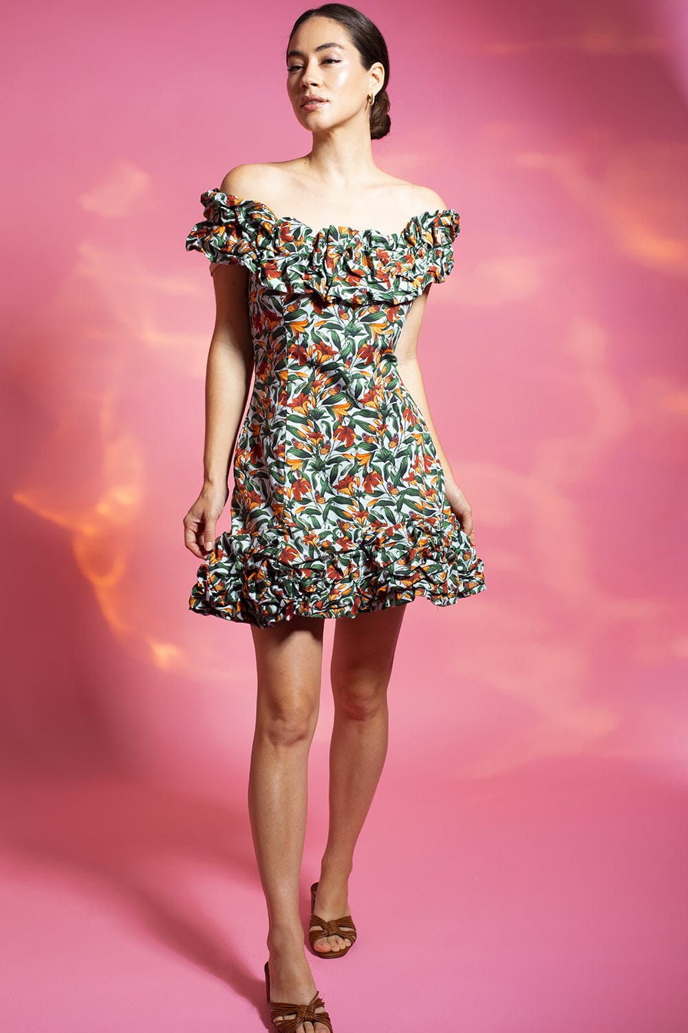 AGUA BY AGUA BENDITA-Jardin Off The Shoulder Mini Dress-