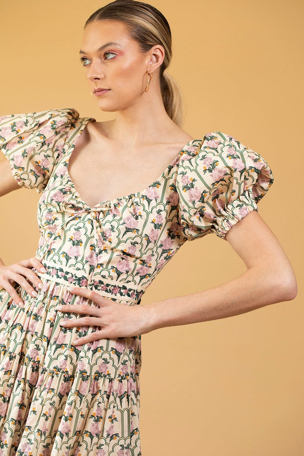 knee length dresses for ladies Lopez Dress ~ Palm Sparkle Stretch – Show Me Your Mumu main image 0