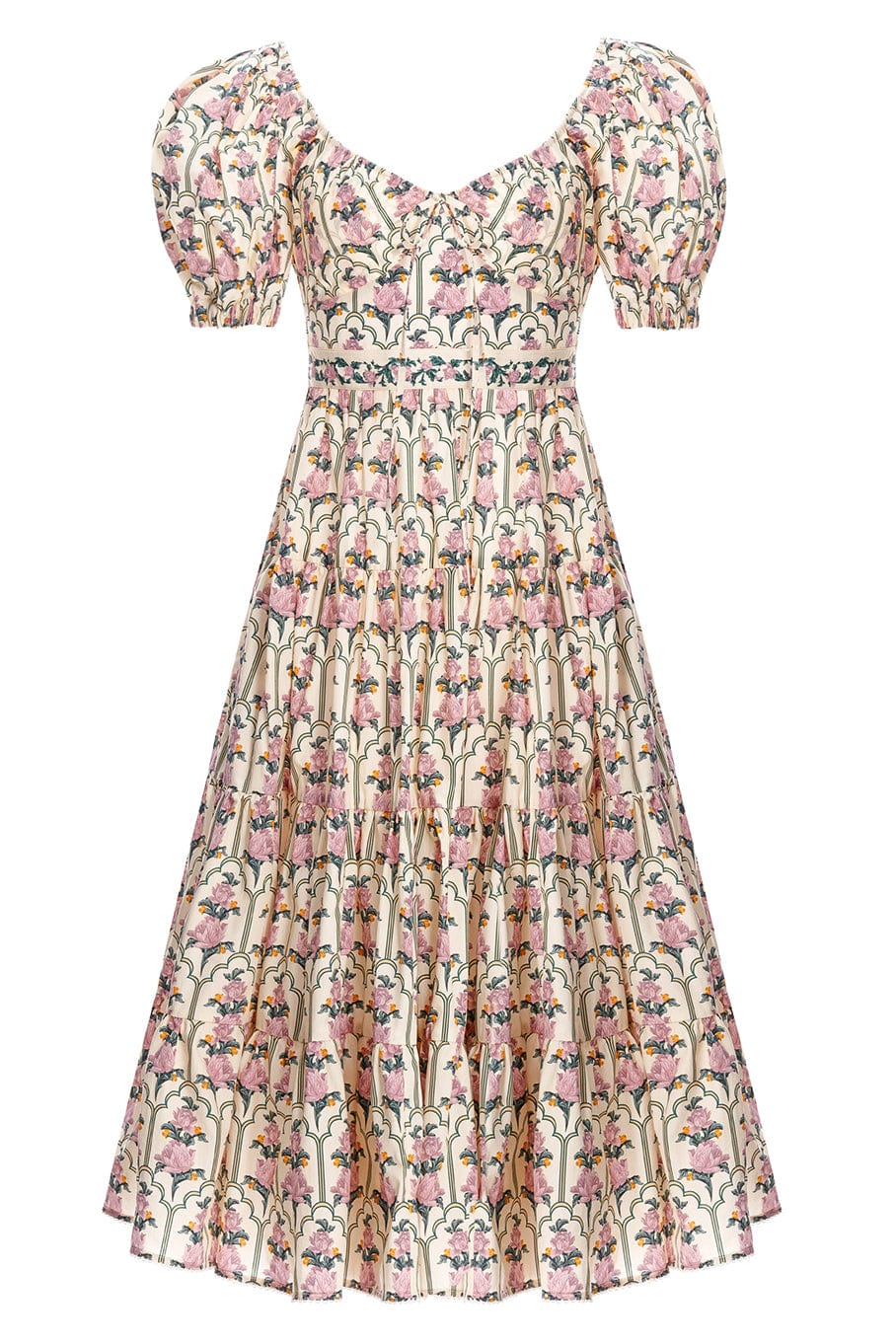 AGUA BY AGUA BENDITA-Palmera Puff Sleeve Midi Dress-