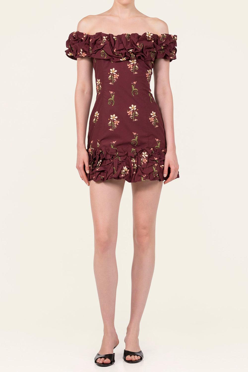Jardin Mini Dress - Noche-RED-XS-CLOTHINGDRESSCASUAL-AGUA BY AGUA BENDITA