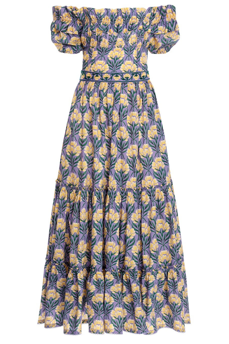 AGUA BY AGUA BENDITA-Banana Off Shoulder Midi Dress-