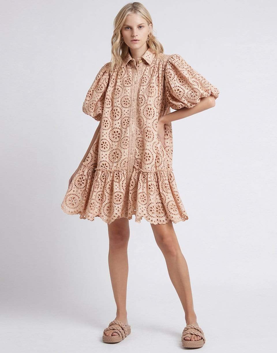 AJE-Salita Broderie Puff Sleeve Dress-