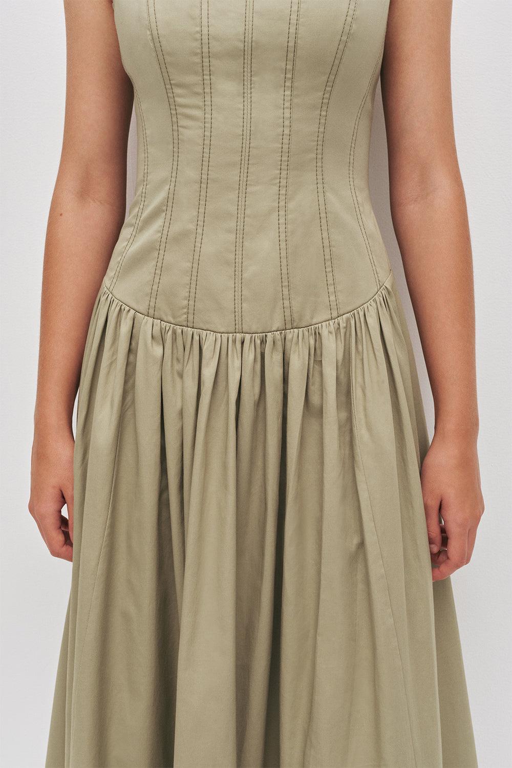 Spirtelle Midi Dress-GREEN-2-CLOTHINGDRESSCASUAL-AJE
