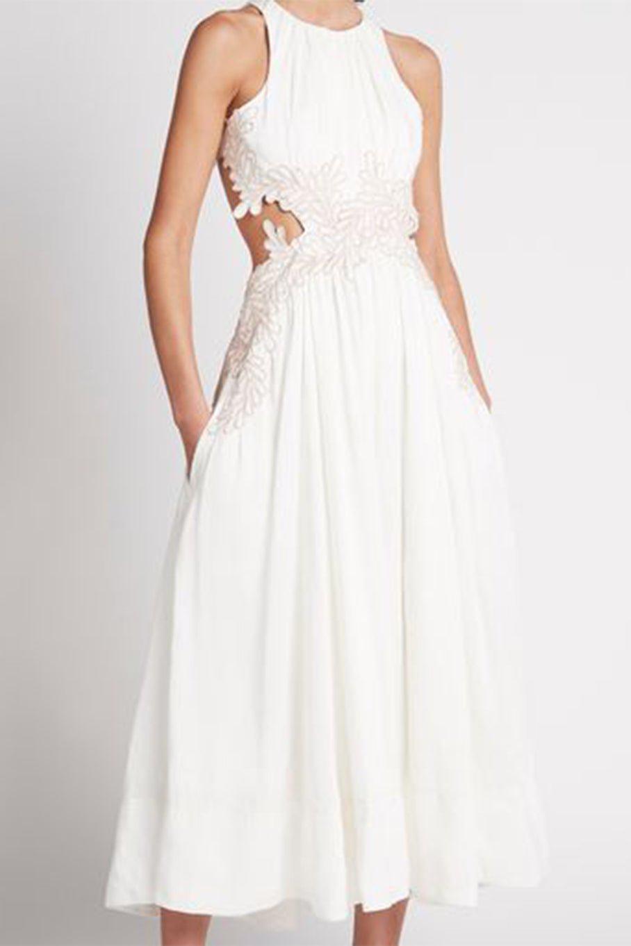 Botanical Trim Midi Dress