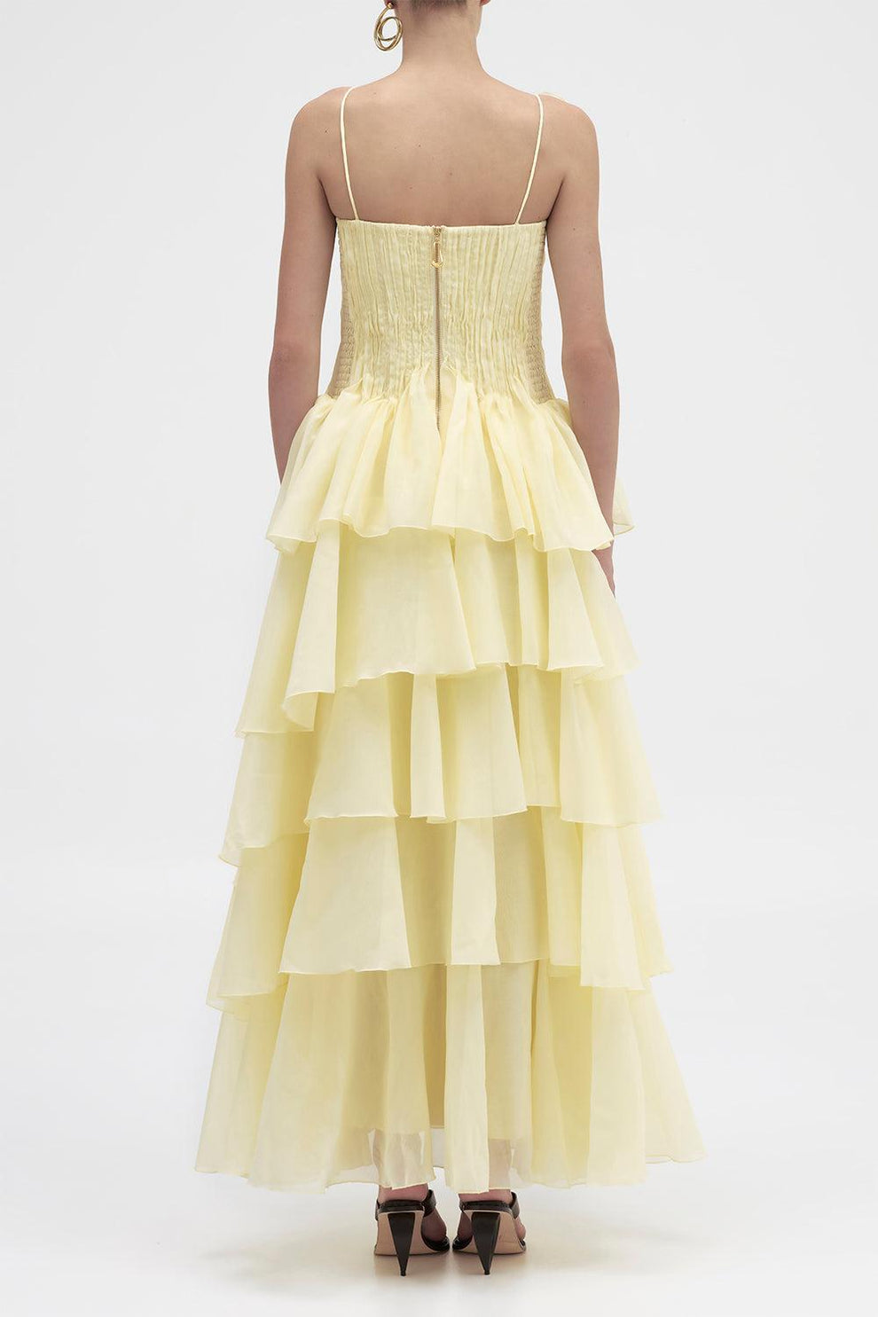 aje gold dress Sonnet Gown Knee-lenght Beaded trim Navy Scallop Trim Detail Size:M - Preorder