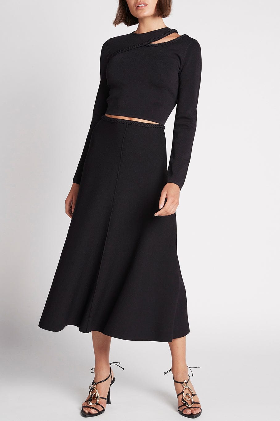 AJE-Canes Braided Cut Out Knit Top-