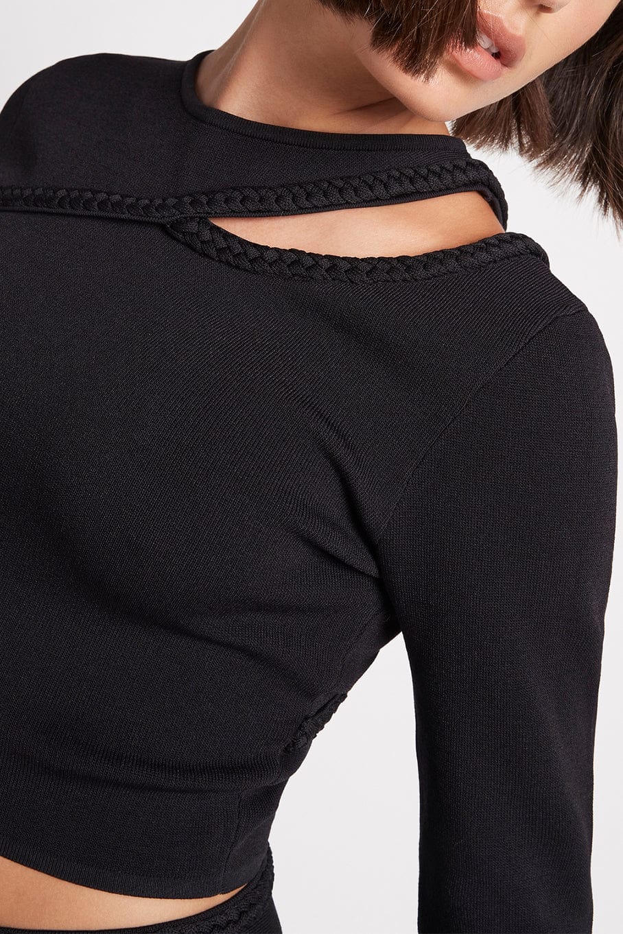 AJE-Canes Braided Cut Out Knit Top-