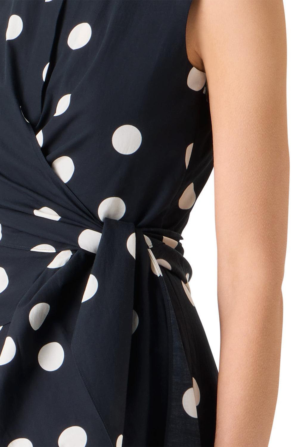 Sleeveless Polka Dot Midi Dress-BLACK-2-CLOTHINGDRESSCASUAL-AKRIS PUNTO