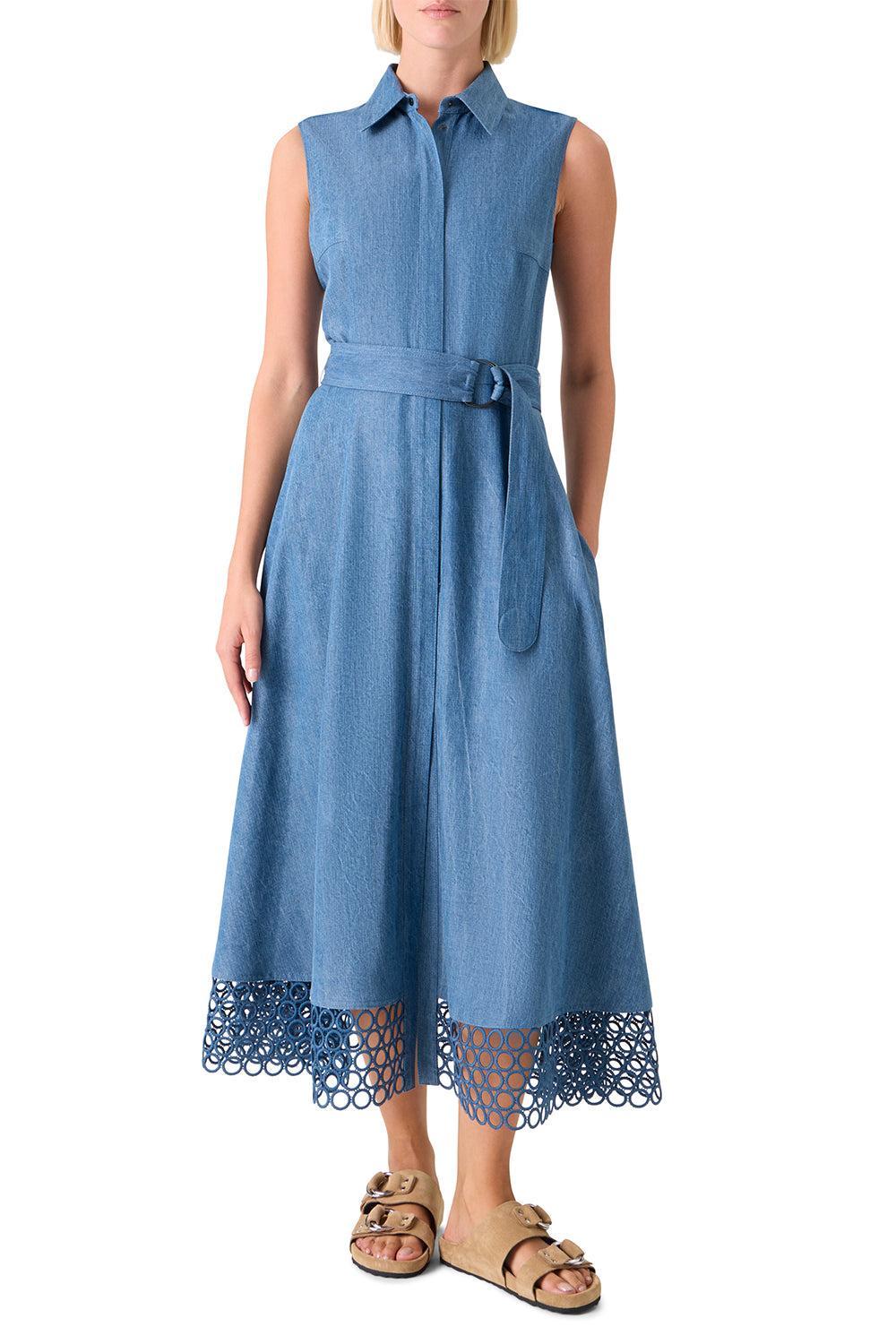 Sleeveless Midi Dress-BLUE-2-CLOTHINGDRESSCASUAL-AKRIS PUNTO