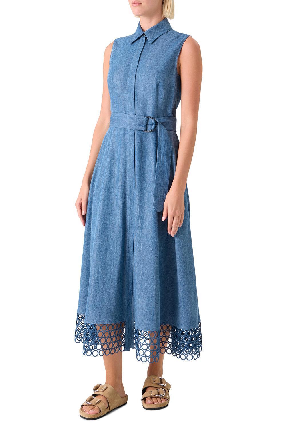 Sleeveless Midi Dress-BLUE-2-CLOTHINGDRESSCASUAL-AKRIS PUNTO
