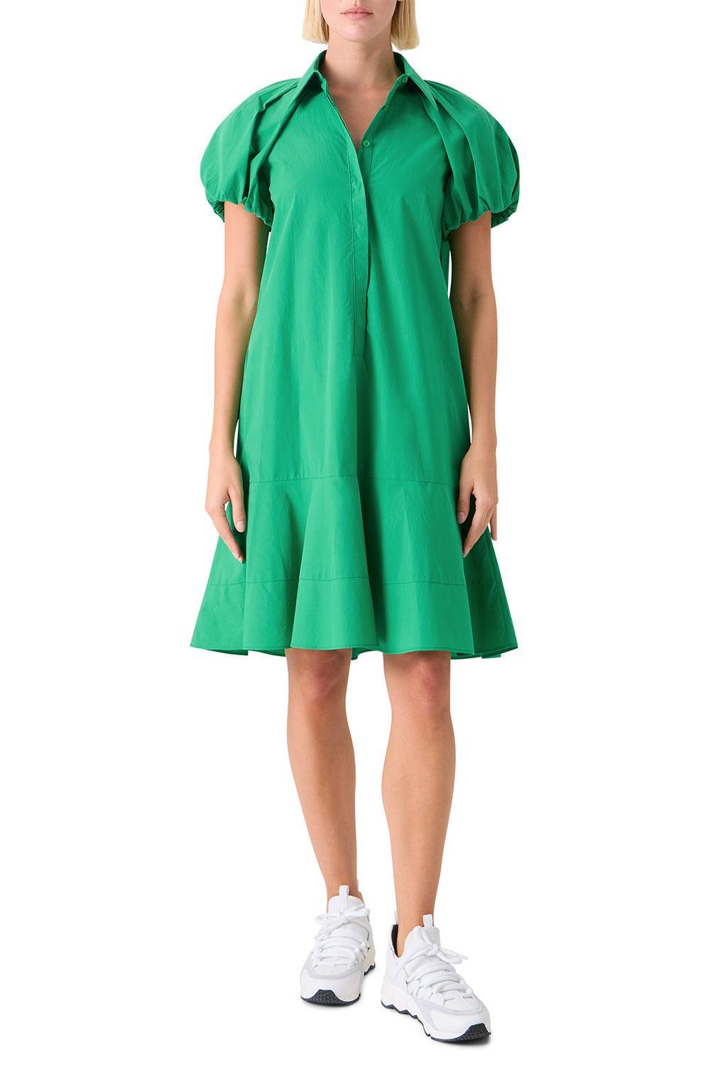 Drop Waist Bubble Sleeveless Dress-GREEN-4-CLOTHINGDRESSCASUAL-AKRIS PUNTO