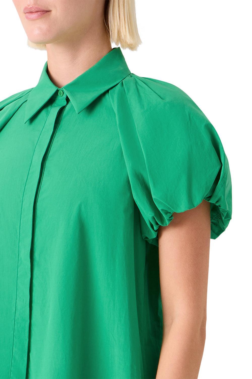 Drop Waist Bubble Sleeveless Dress-GREEN-4-CLOTHINGDRESSCASUAL-AKRIS PUNTO