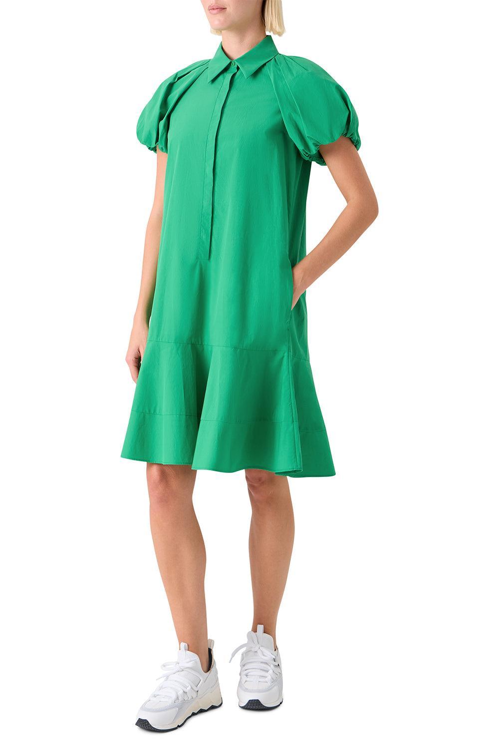 Drop Waist Bubble Sleeveless Dress-GREEN-4-CLOTHINGDRESSCASUAL-AKRIS PUNTO