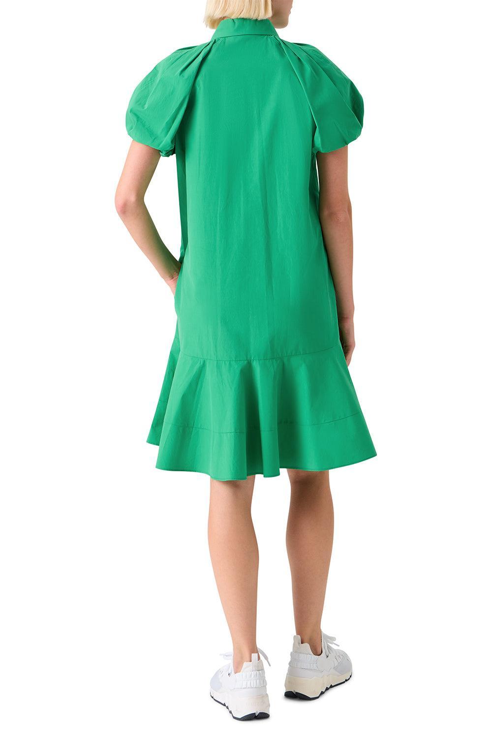 Drop Waist Bubble Sleeveless Dress-GREEN-4-CLOTHINGDRESSCASUAL-AKRIS PUNTO