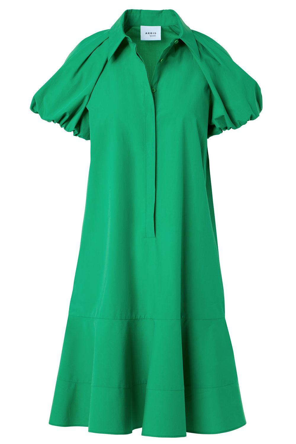 Drop Waist Bubble Sleeveless Dress-GREEN-4-CLOTHINGDRESSCASUAL-AKRIS PUNTO