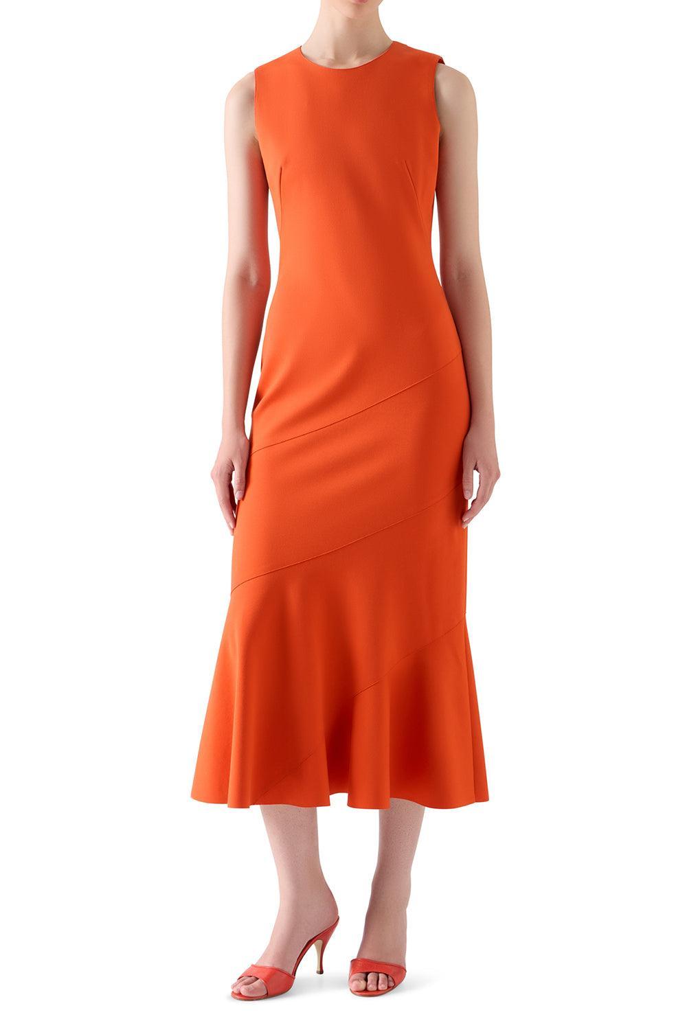  Flared Panel Maxi Dress-ORANGE-4-CLOTHINGDRESSCOCKTAIL-AKRIS PUNTO 