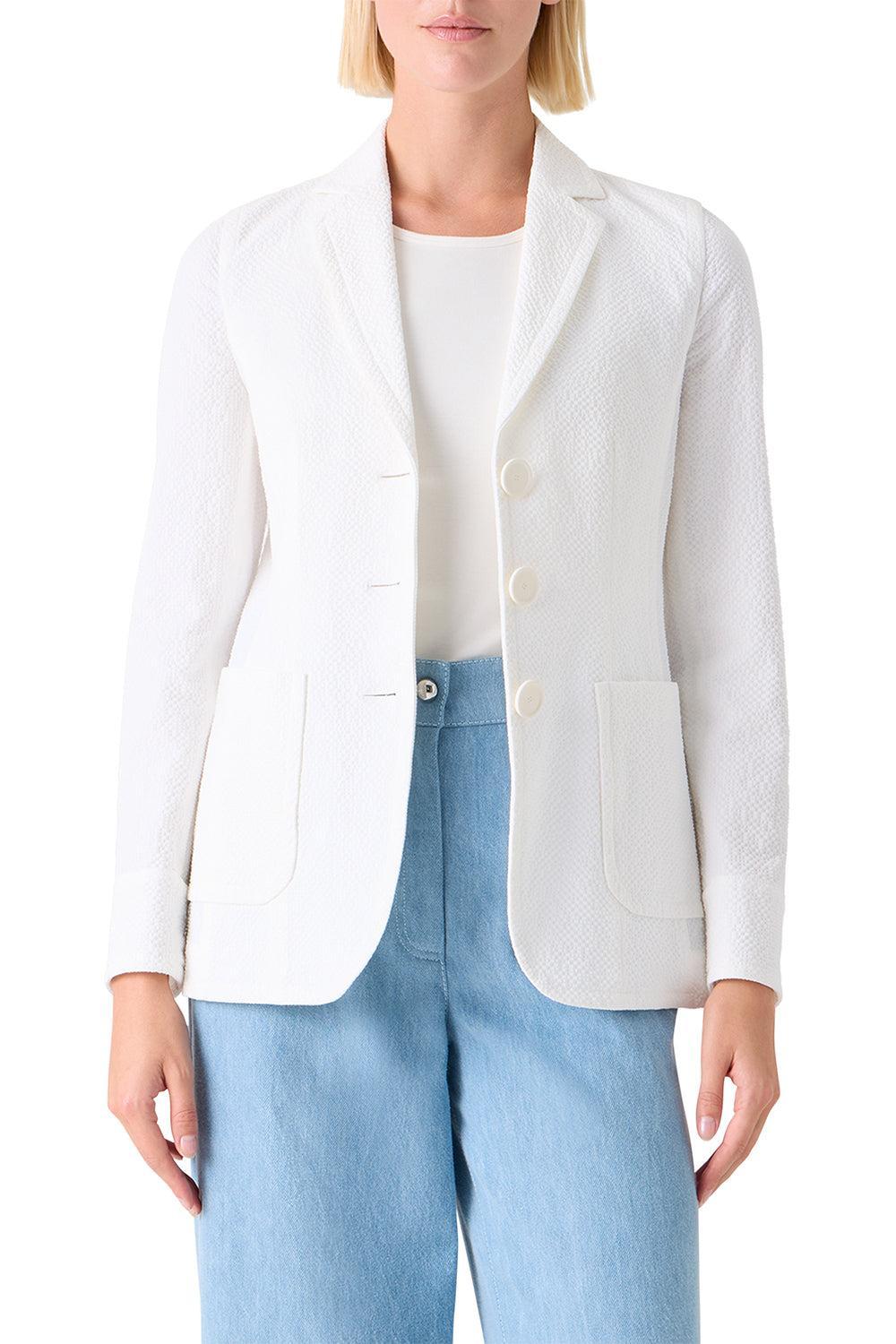 Stretch Blazer-CREAM-2-CLOTHINGJACKETBLAZERS-AKRIS PUNTO