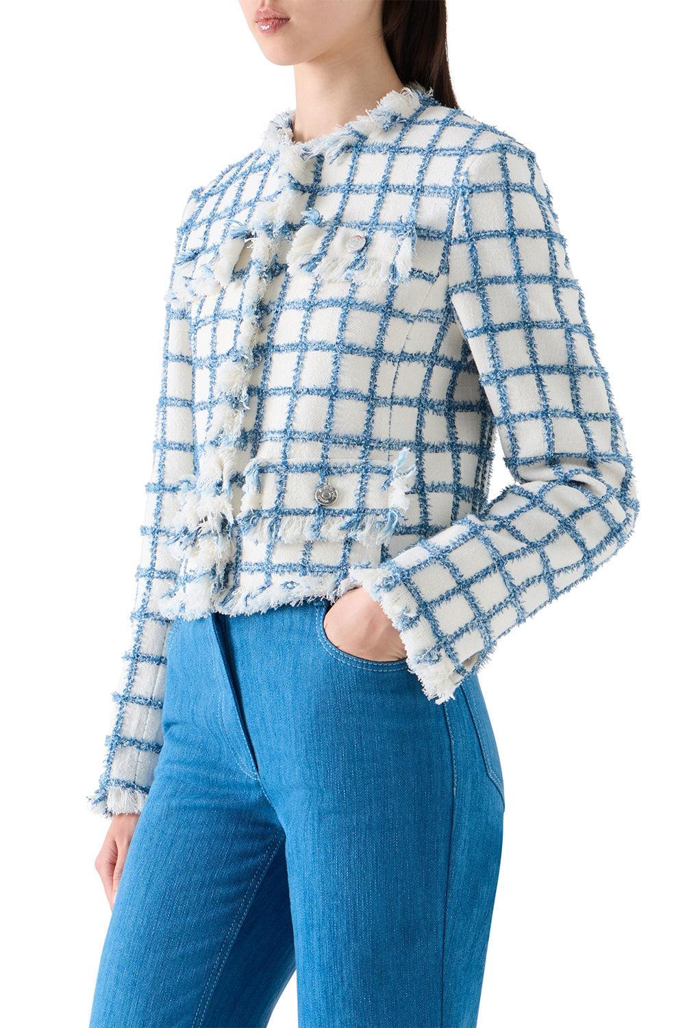 Frayed Windowpane Tweed Jacket-NOVELTY-4-CLOTHINGJACKETCASUAL-AKRIS PUNTO