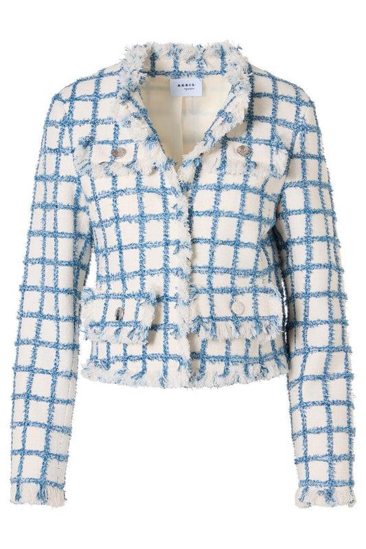 Frayed Windowpane Tweed Jacket-NOVELTY-4-CLOTHINGJACKETCASUAL-AKRIS PUNTO