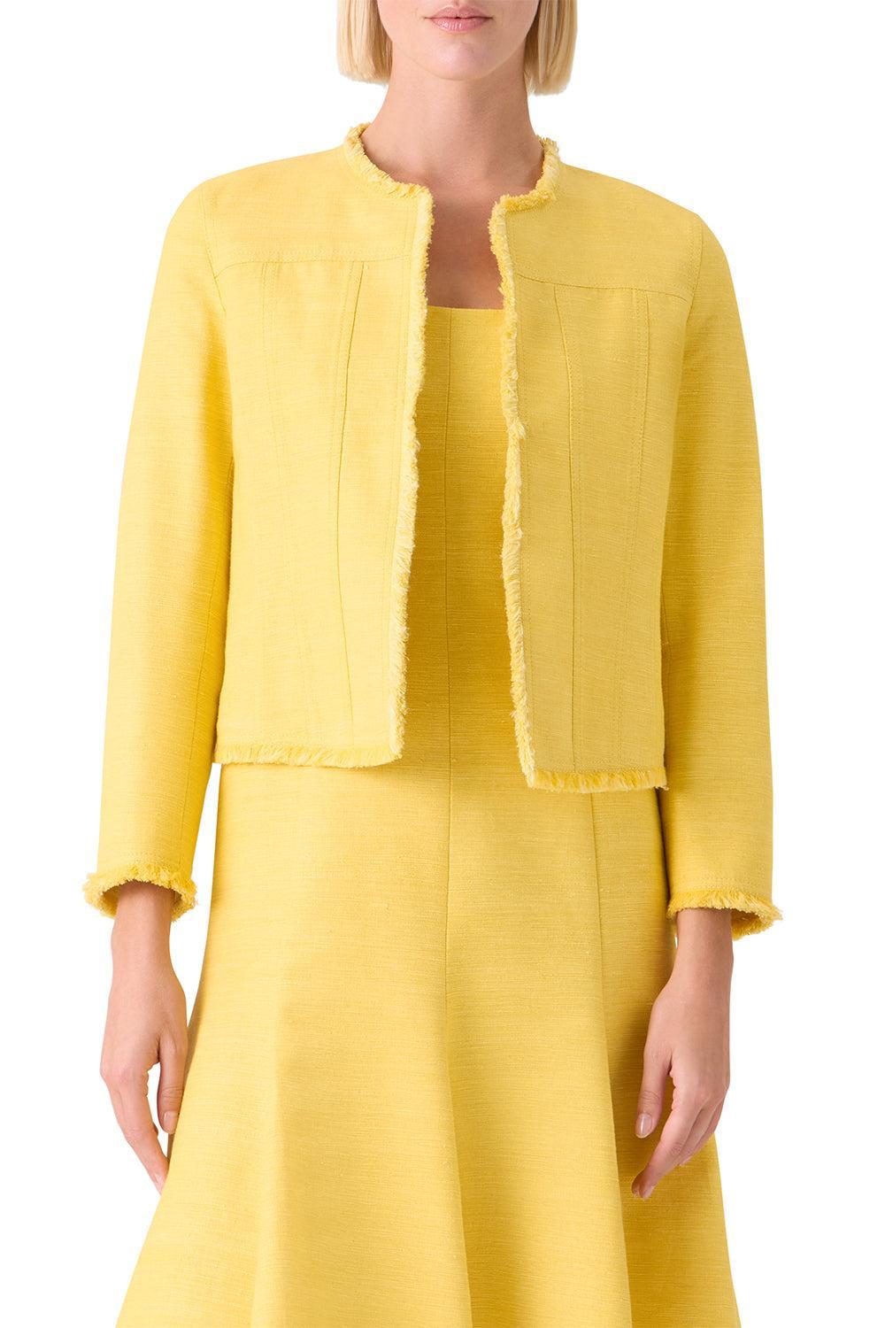 Fitted Crop Jacket-YELLOW-2-CLOTHINGJACKETCASUAL-AKRIS PUNTO