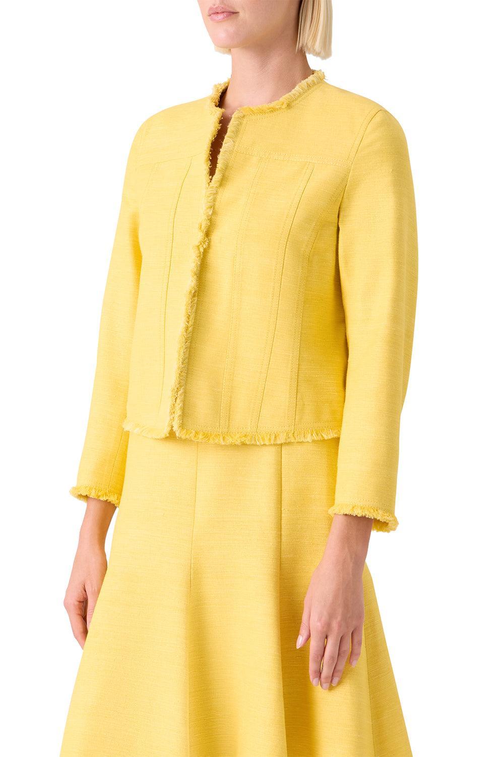 Fitted Crop Jacket-YELLOW-2-CLOTHINGJACKETCASUAL-AKRIS PUNTO