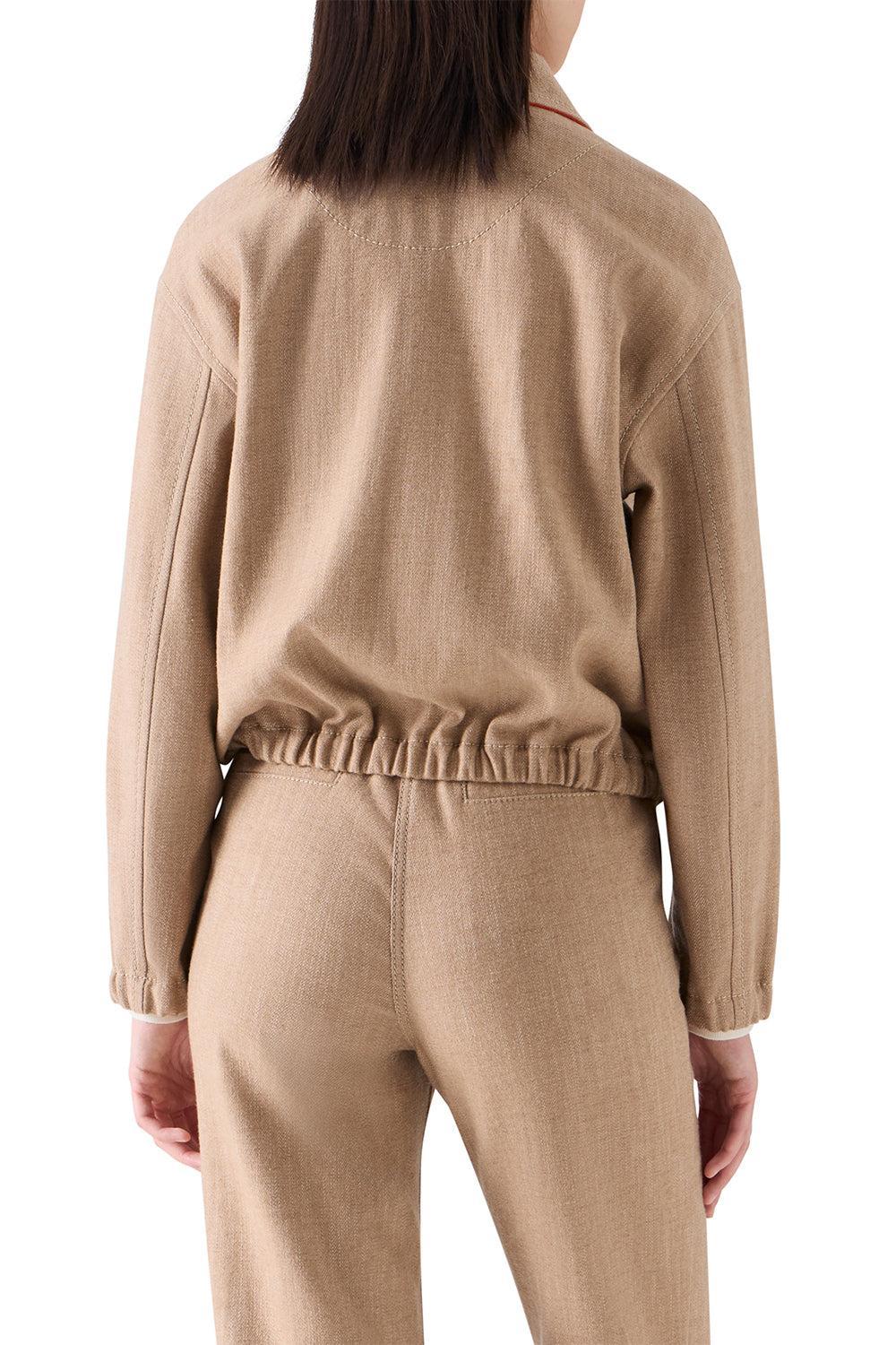 Zippered Bomber Jacket-BROWN-4-CLOTHINGJACKETDENIM-AKRIS PUNTO