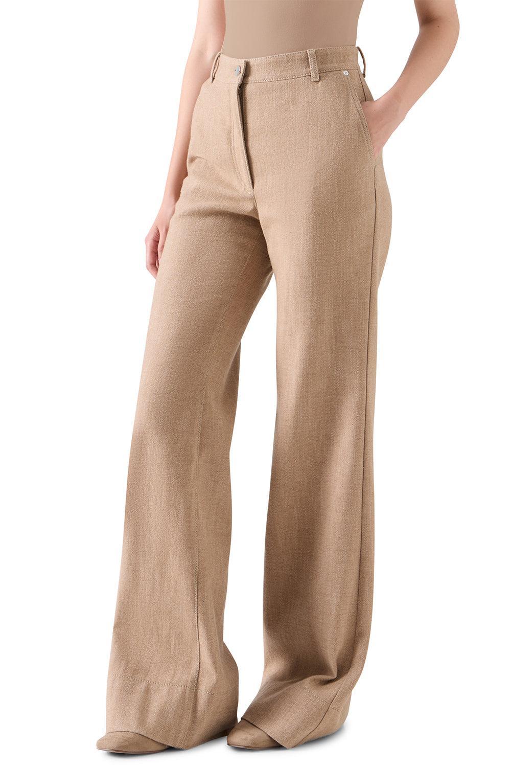 Celia Flared Pant-BROWN-4-CLOTHINGPANTWIDE LEG-AKRIS PUNTO