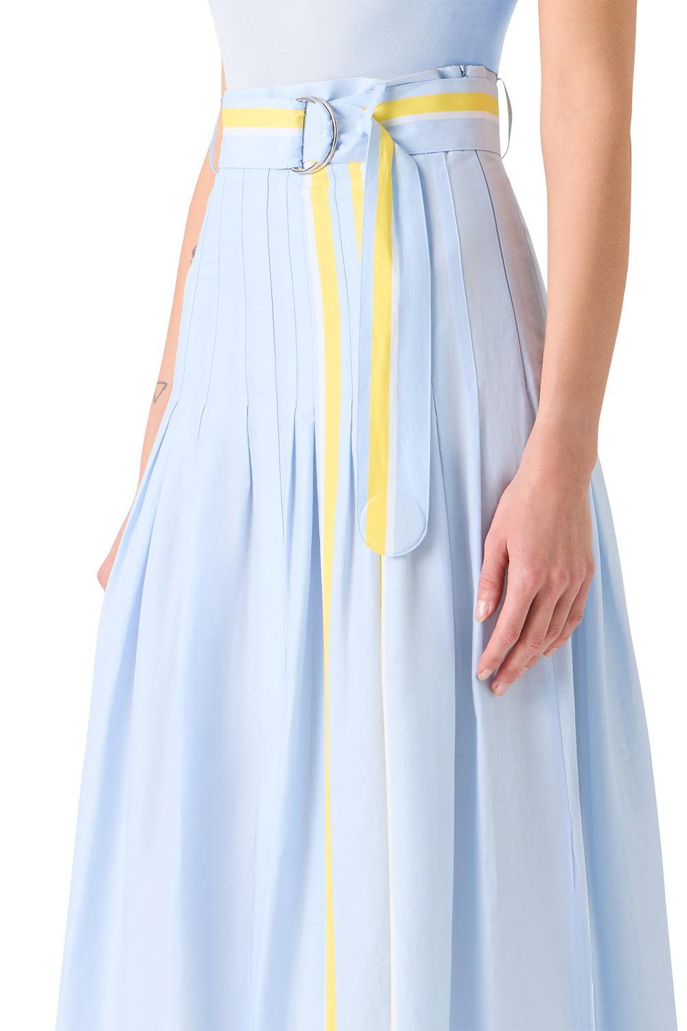 Stripe Pleated Midi Skirt-BLUE-2-CLOTHINGSKIRTMIDI-AKRIS PUNTO