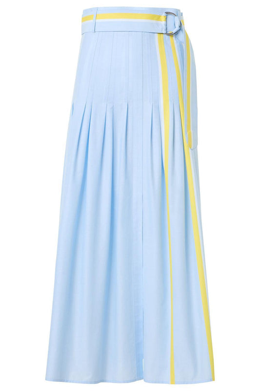 Stripe Pleated Midi Skirt-BLUE-2-CLOTHINGSKIRTMIDI-AKRIS PUNTO