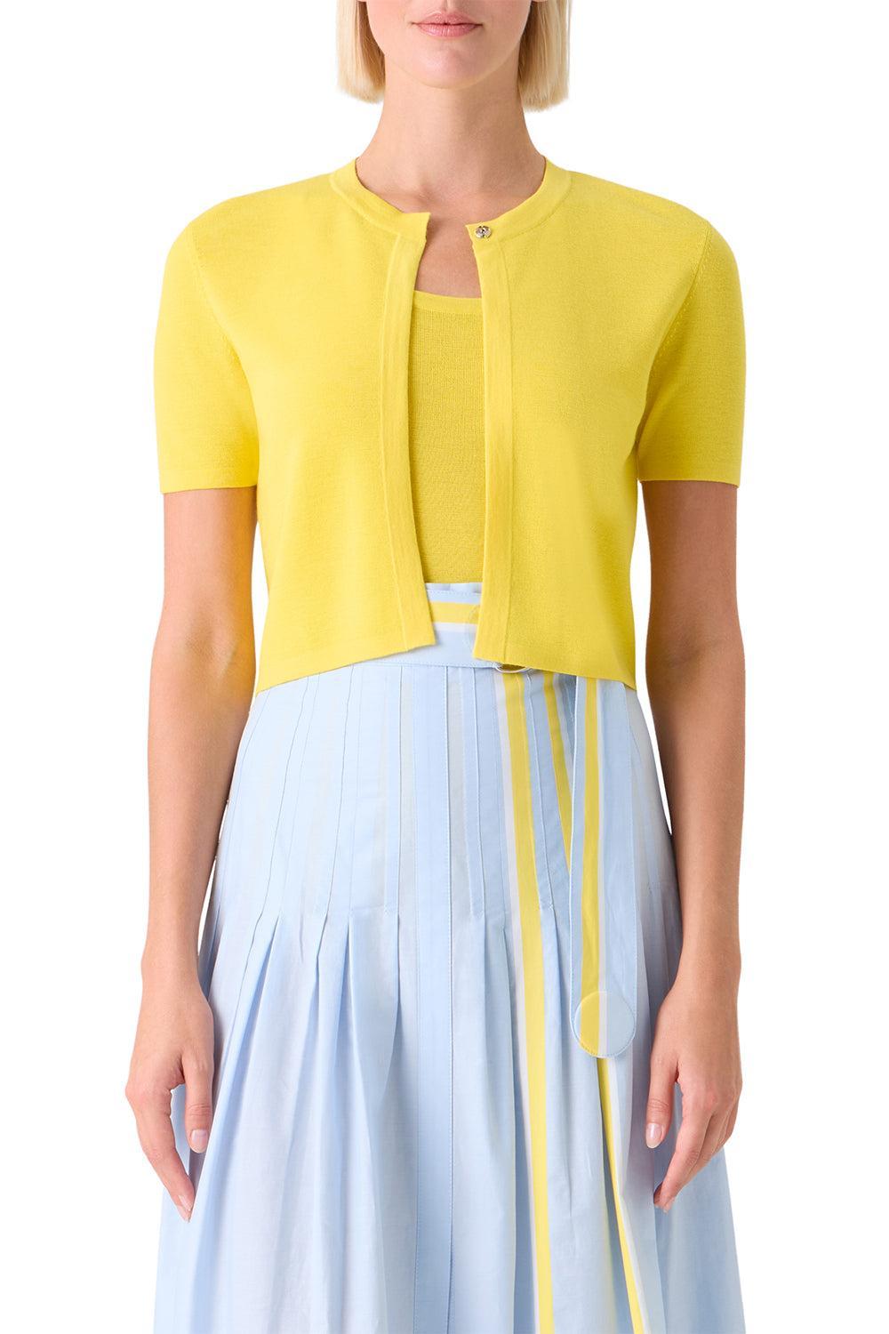 Short Sleeve Cardigan-YELLOW-2-CLOTHINGTOPCARDIGAN-AKRIS PUNTO