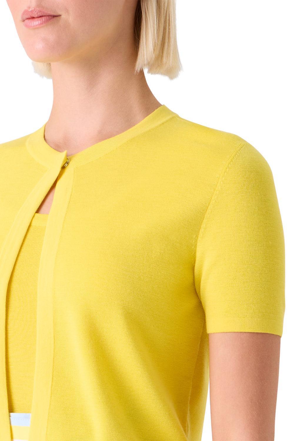 Short Sleeve Cardigan-YELLOW-2-CLOTHINGTOPCARDIGAN-AKRIS PUNTO