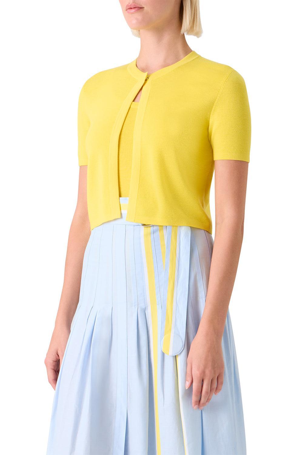 Short Sleeve Cardigan-YELLOW-2-CLOTHINGTOPCARDIGAN-AKRIS PUNTO