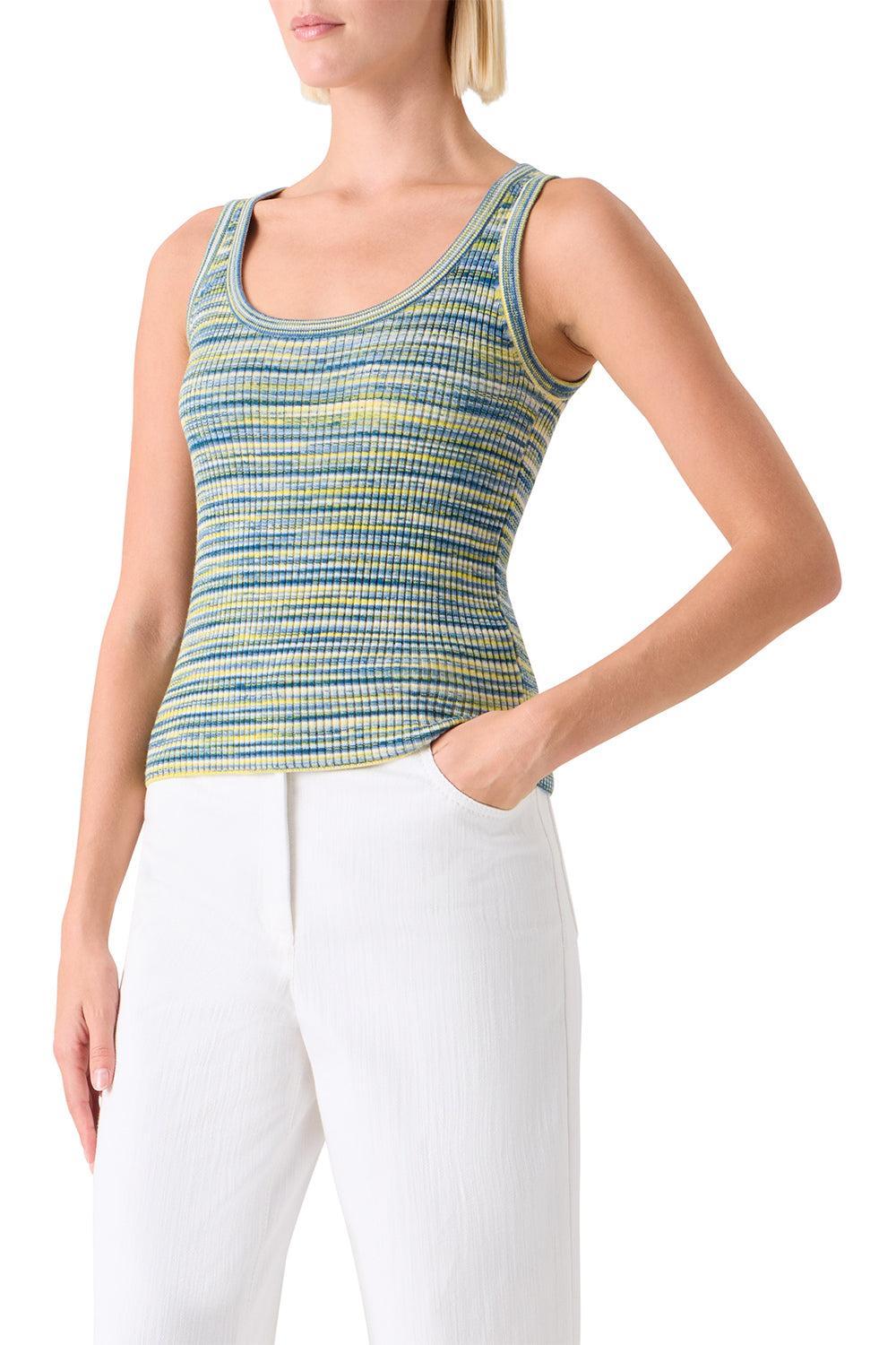 Sleeveless Space Dye Top-BLUE-2-CLOTHINGTOPKNITS-AKRIS PUNTO