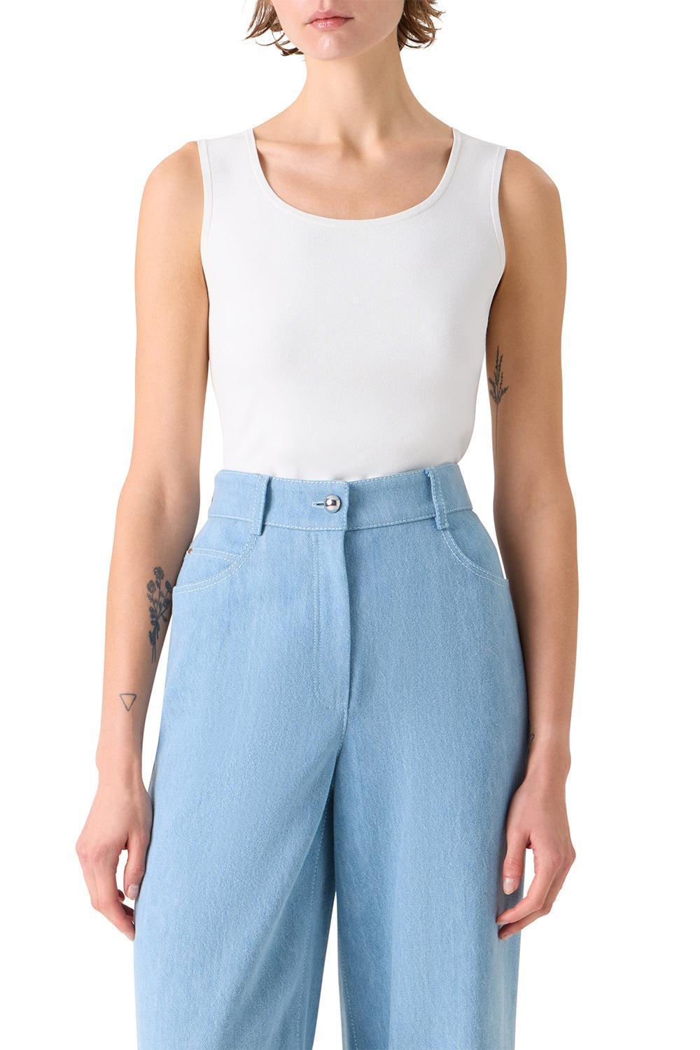 Scoop Neck Tank - Cream-CREAM-2-CLOTHINGTOPTANK-AKRIS PUNTO