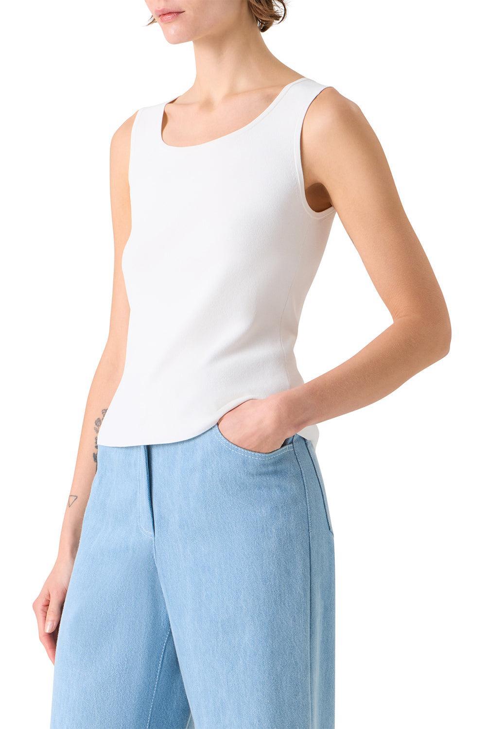 Scoop Neck Tank - Cream-CREAM-2-CLOTHINGTOPTANK-AKRIS PUNTO