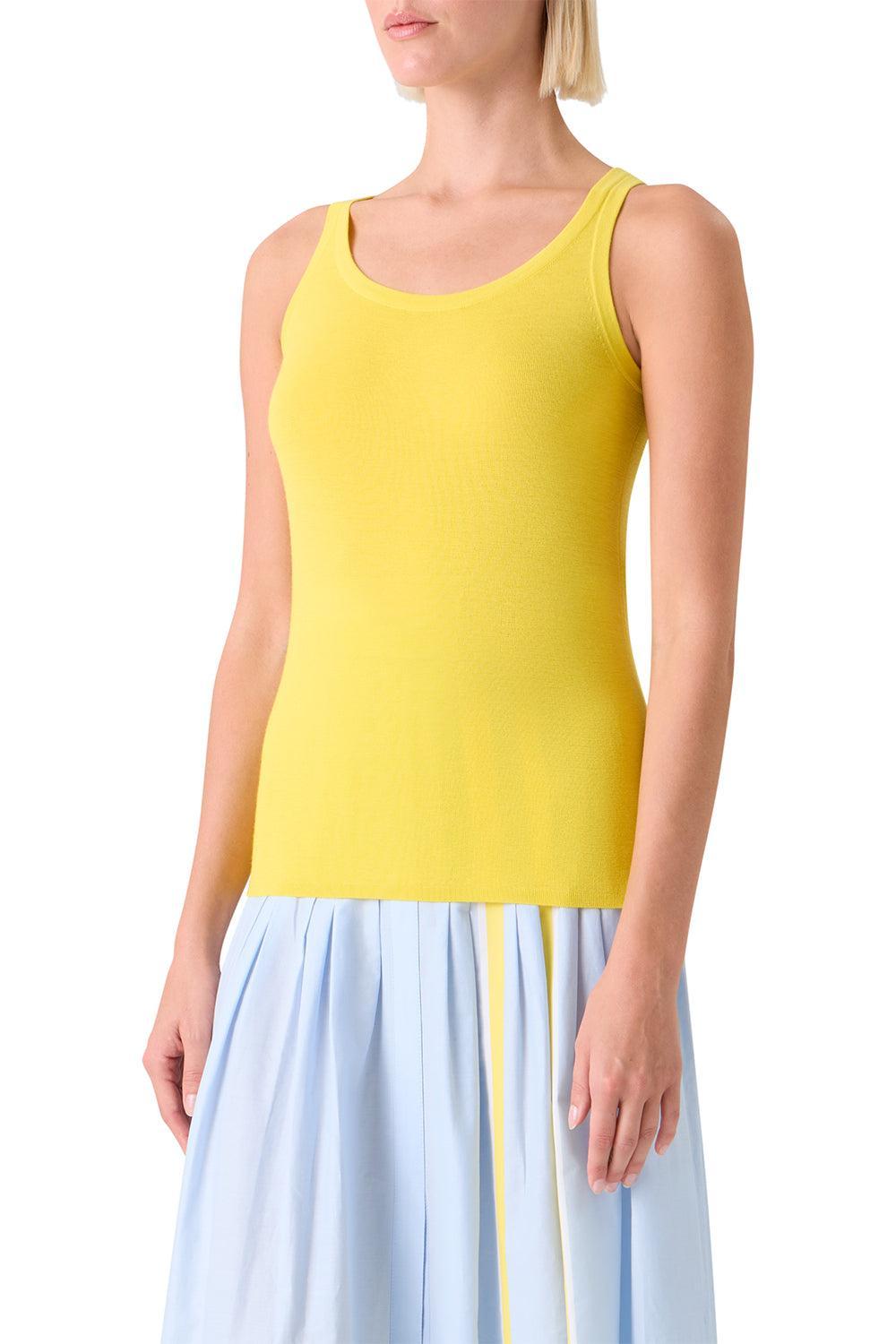 Scoop Neck Tank - Lemon Zing-YELLOW-2-CLOTHINGTOPTANK-AKRIS PUNTO