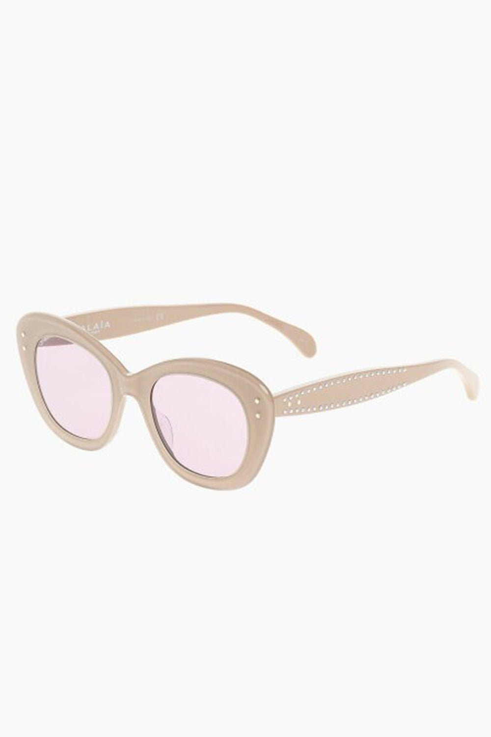 ALAÏA-Micro Stud Cat Eye Sunglasses-NUDE/VIO