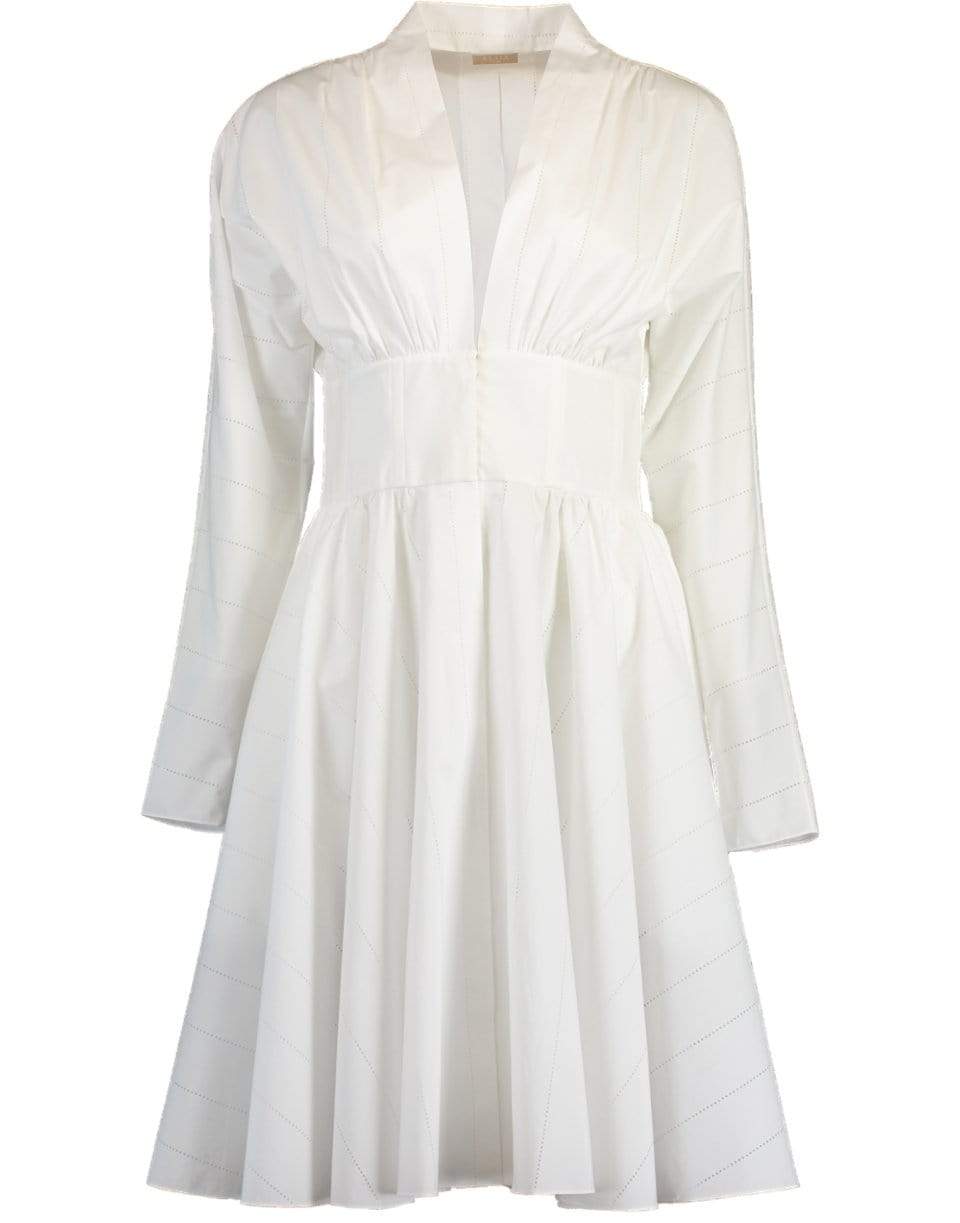 ALAÏA-Corset Belted V-Neck Dress-