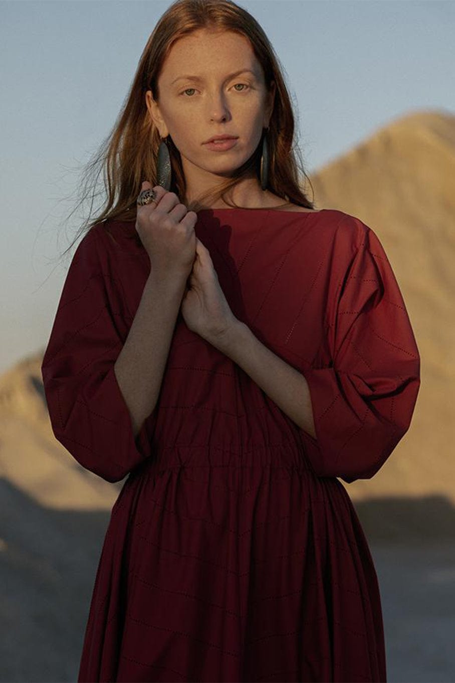 ALAÏA-Three-Quarter Sleeve Elastic Waist Dress-