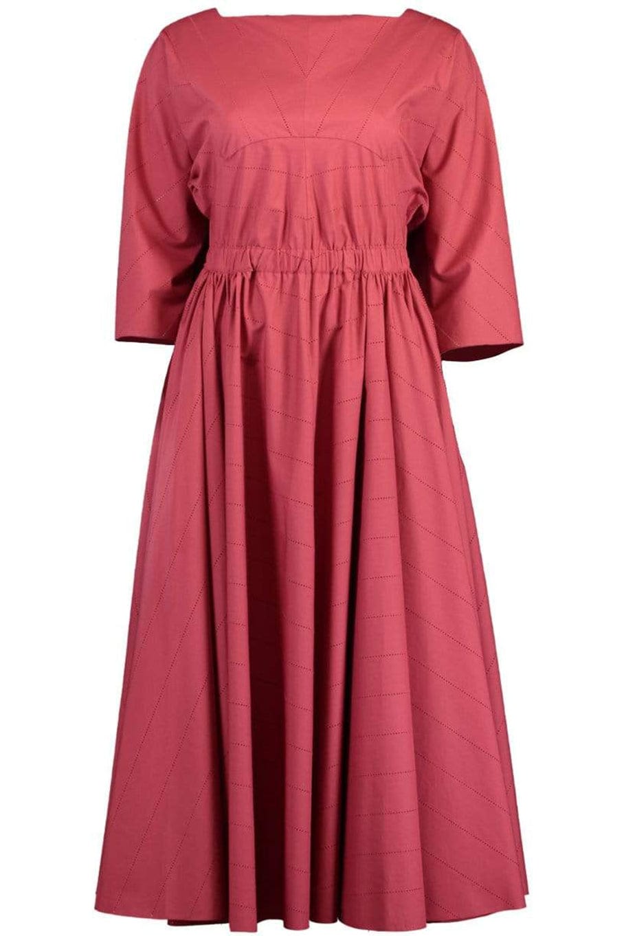 ALAÏA-Three-Quarter Sleeve Elastic Waist Dress-